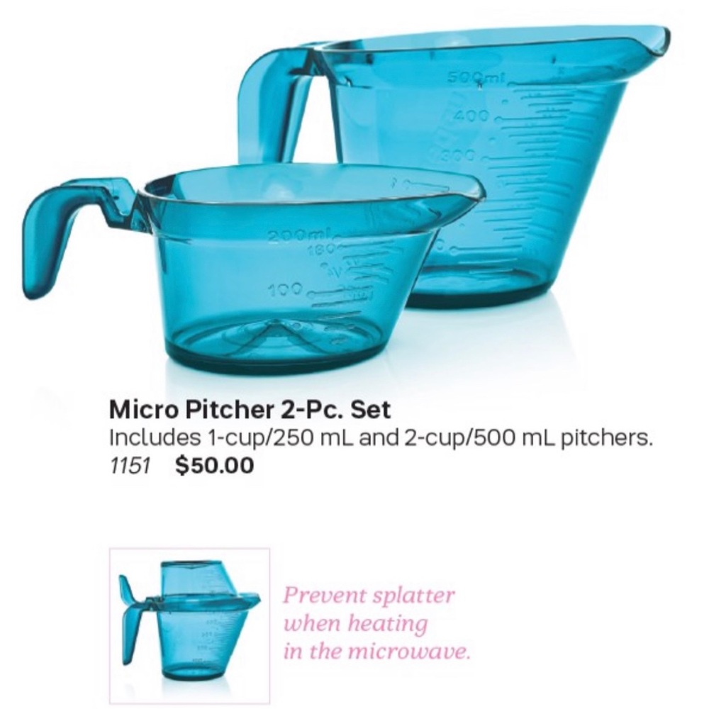 Tupperware Micro Pitcher 2pc Set in Dark Blue - Picture 1 of 2